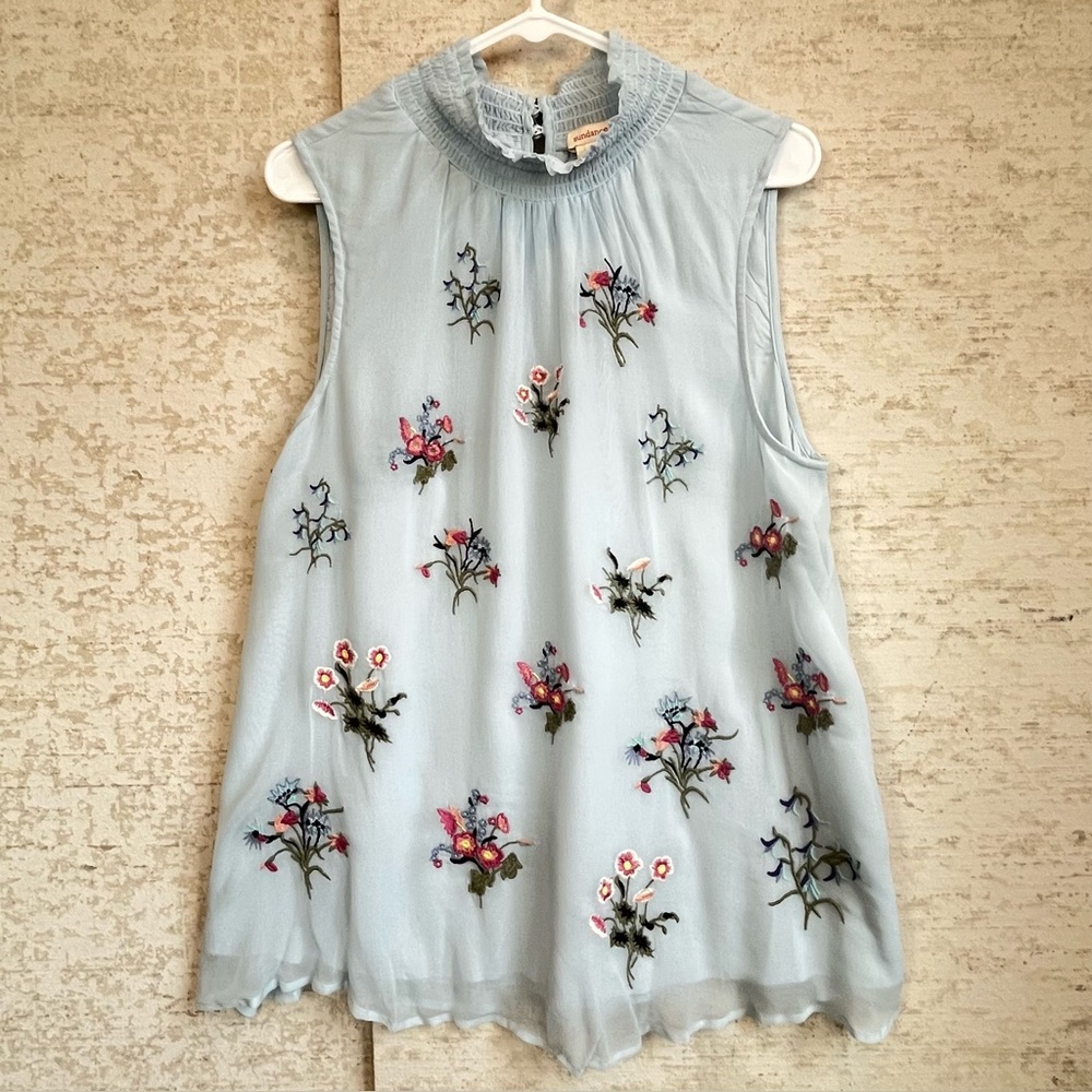 Floral Embroidered Sleeveless Top
